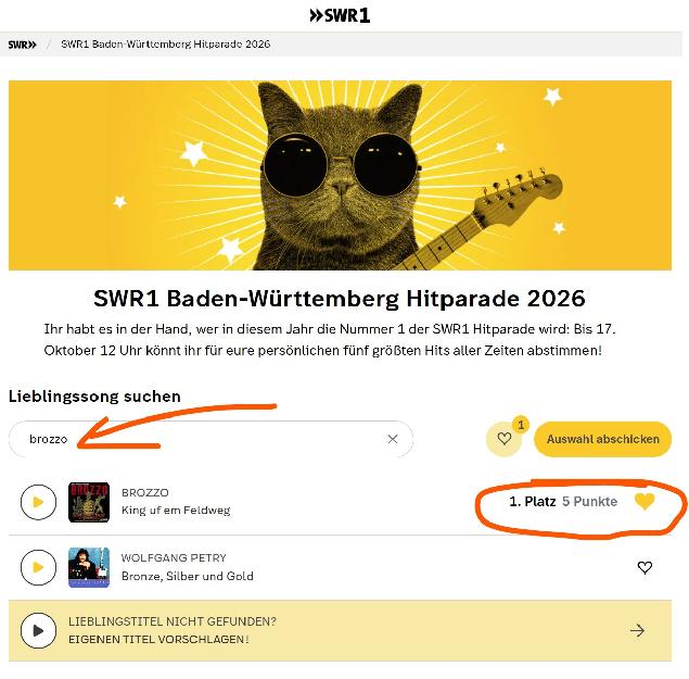 SWR1 Baden-Württemberg Hitparade 2026